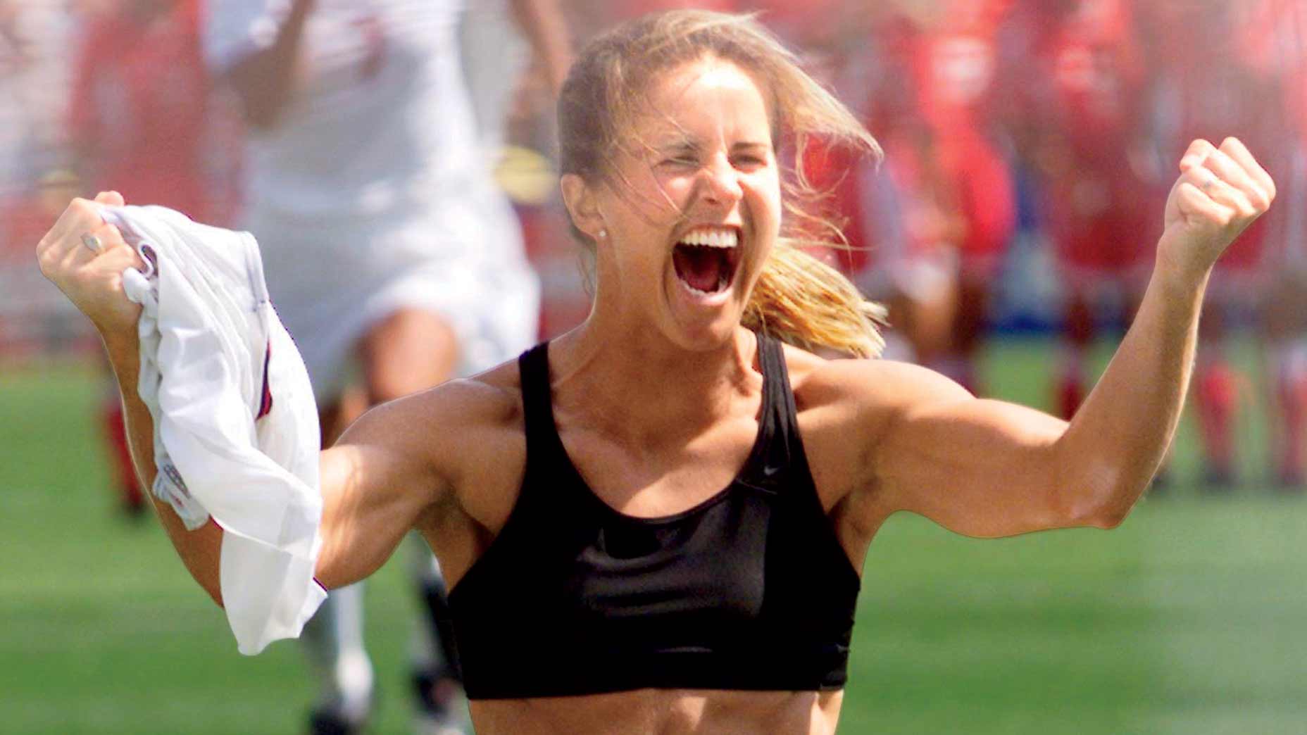 Brandi Chastain's winning moment from the 1999 Women's World Cup
