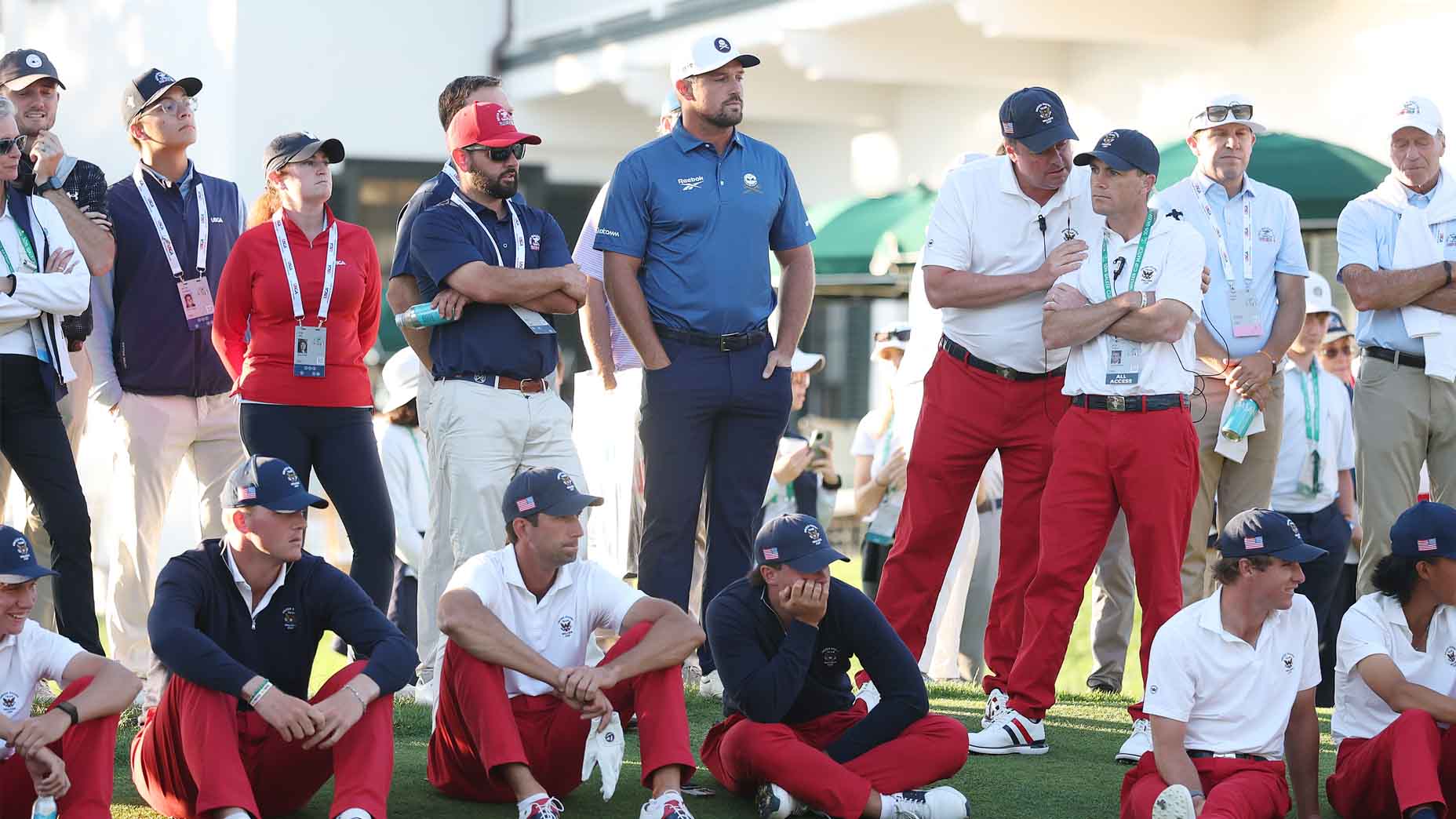 Bryson DeChambeau stands with Team USA at the Walker Cup