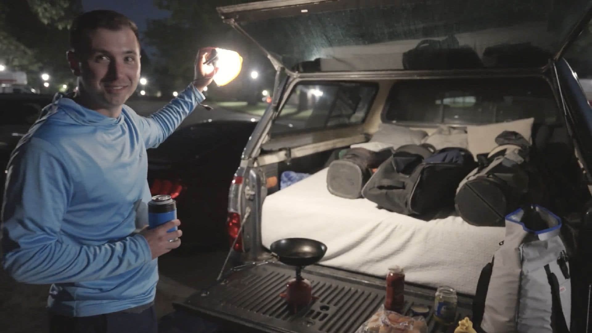 Meet the overnight campers in the Bethpage parking lot