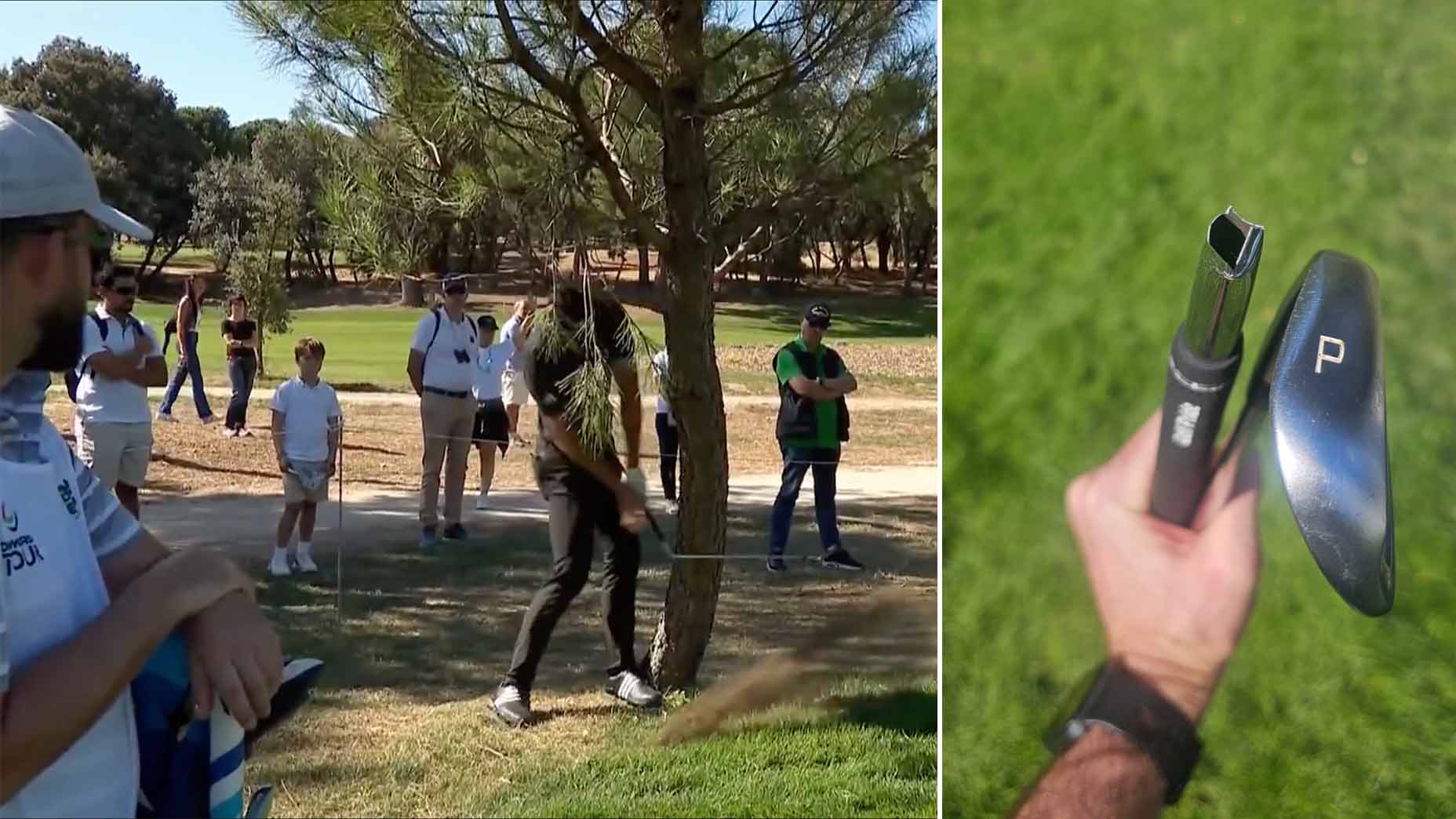 Marco Penge breaks pitching wedge at Spanish Open.