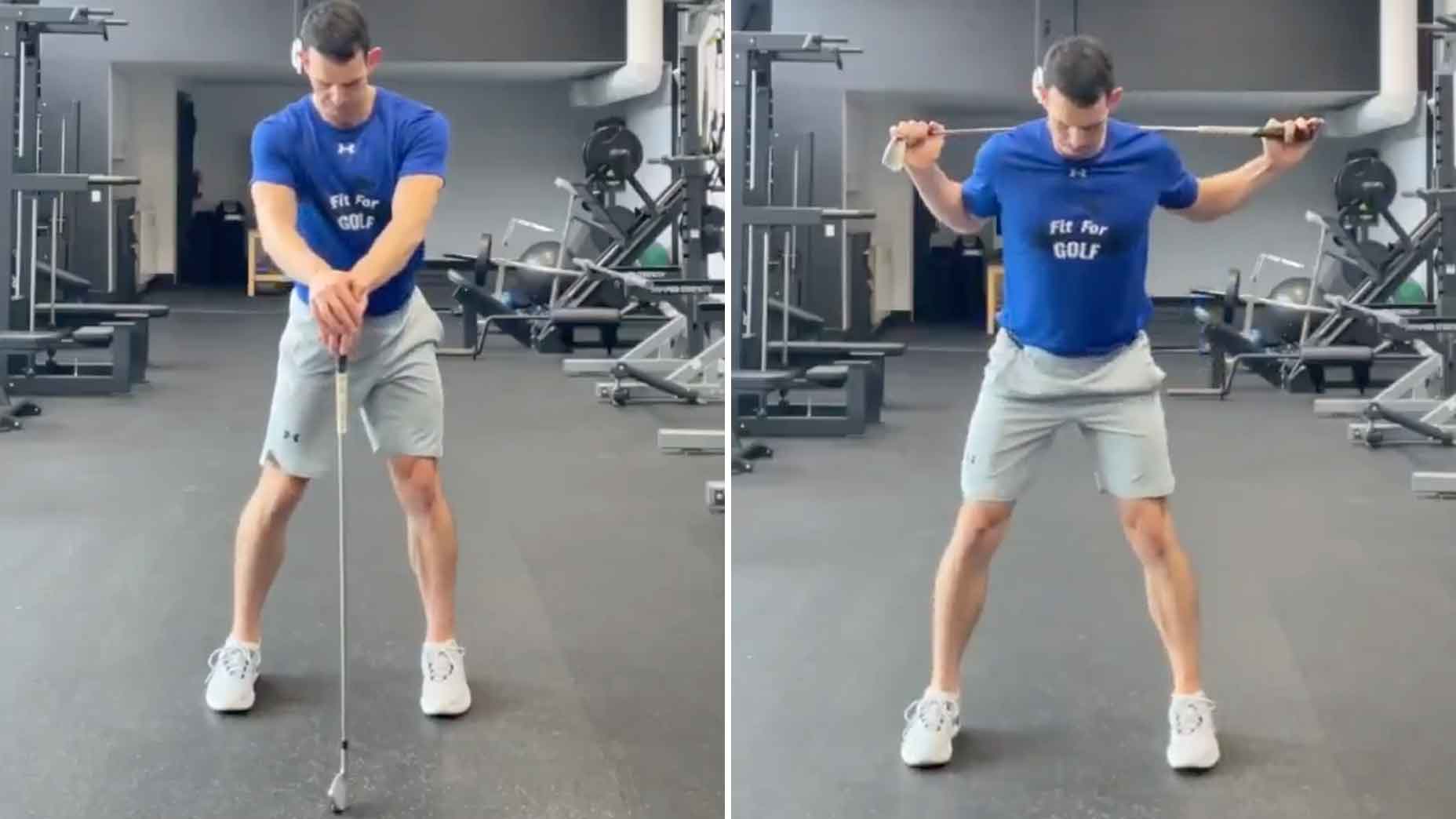 mike carroll demonstrates exercises to get loose before you play golf