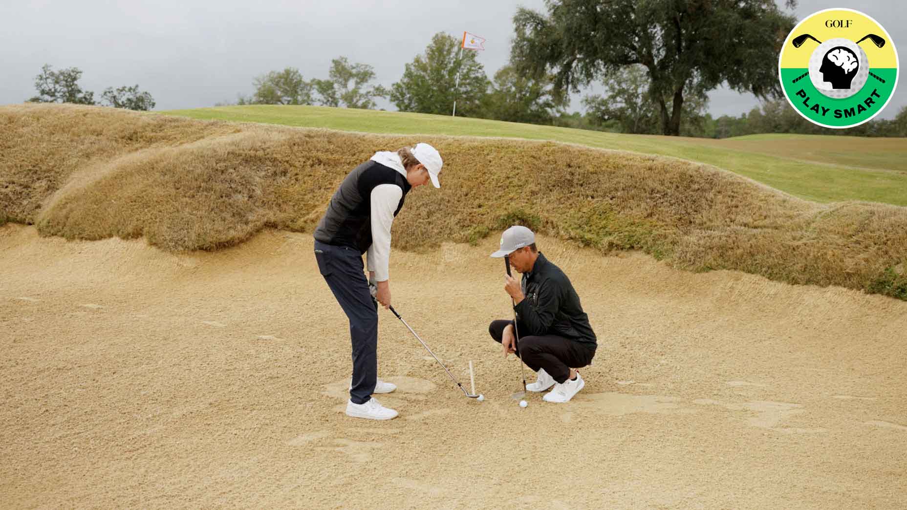 parker mclachlin shows zephyr melton how to hit bunker shot