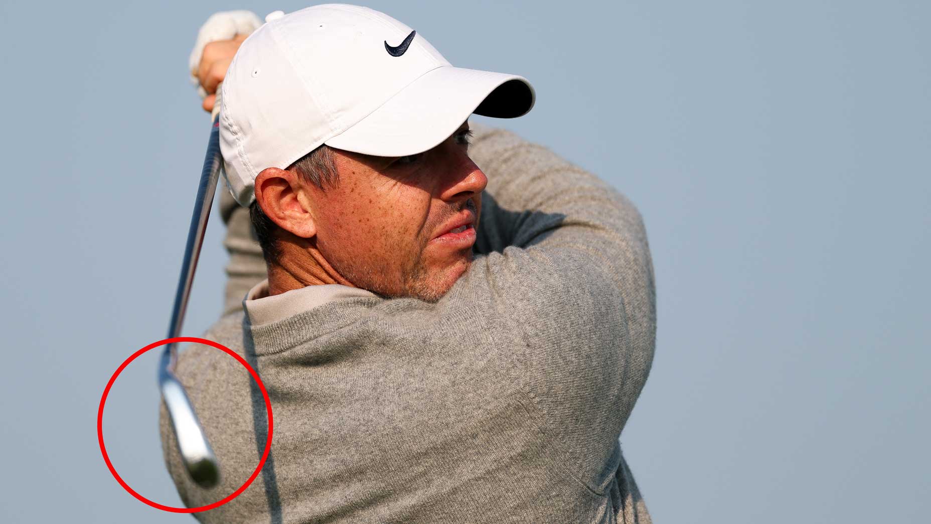 Rory McIlroy hits a shot at Oakmont.